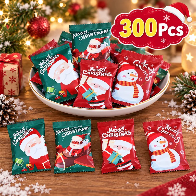 100Pcs 7*10Cm Christmas Hot Seal Bags For Handmade Candy Nougat Biscuit Packaging Christmas New Year Party Decoration