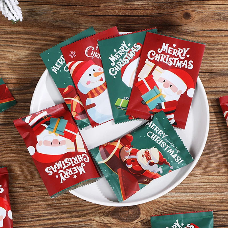 100Pcs 7*10Cm Christmas Hot Seal Bags For Handmade Candy Nougat Biscuit Packaging Christmas New Year Party Decoration