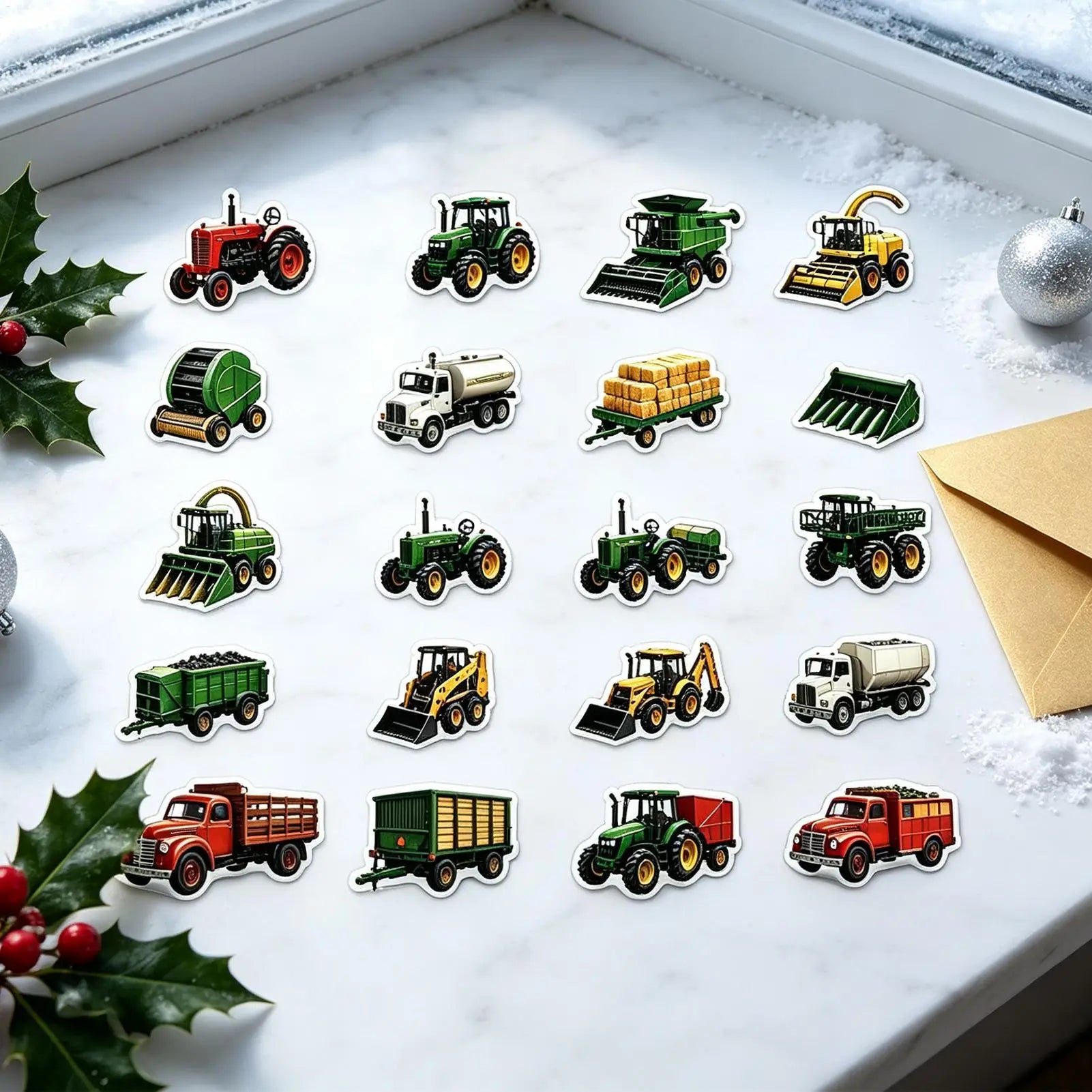Christmas Calendar 2D 24-Day 2026 Advent Farm Vehicle Ornaments Trailer Statue Toys Christmas Countdown Calendar Christmas gift