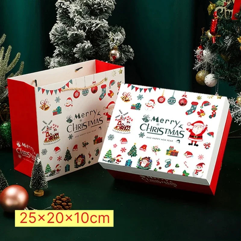 Merry Christmas Gift Box Handbag Set Present Package Handheld Box Lafite Grass Greeting Card Holiday Present Packing Set