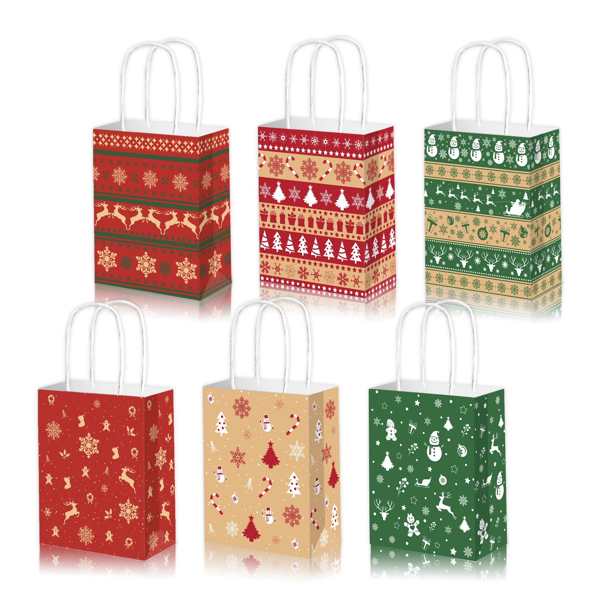 5-50pcs Christmas Paper Gift Bags with Handles Gingerbread House Merry Christmas Party Favor Treat Bags Goodie Candy Bags