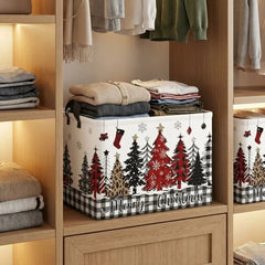 Cartoon Snowman Christmas Storage Basket Dwarf Pattern Large Capacity Christmas Gift Basket Rectangular Non-Woven