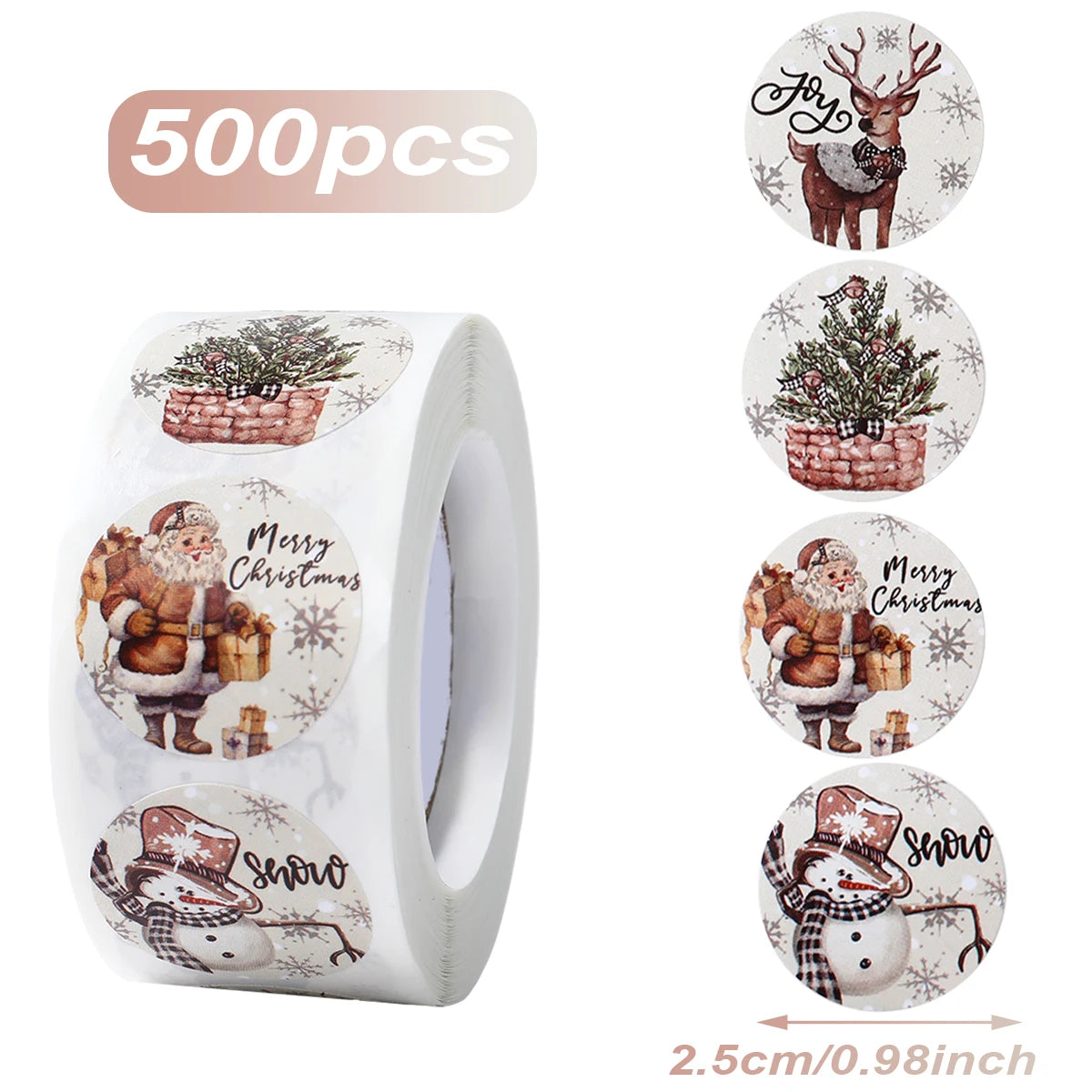 Christmas Gift Box Stickers Merry Christmas Decor For Home 2024 Navidad Kerst Xmas Decor Noel Kerst Happy New Year Gift 2025