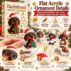 Christmas Dachshund Advent Calendar 24 Days Countdown Dog Ornaments Xmas Tree Decor Collectible Dog Lover Holiday Gift Set