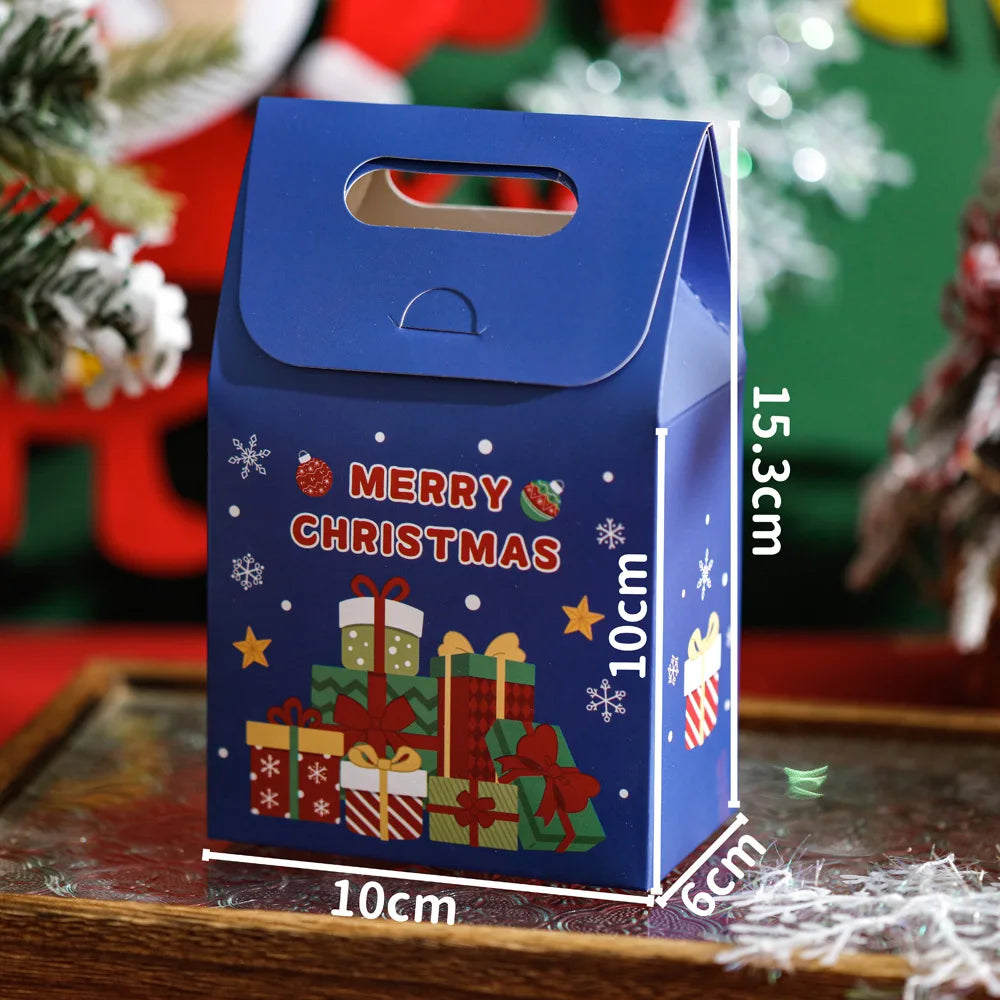 50Pcs Merry Christmas Handheld Gift Bags Xmas Party Favor Treat Boxes Cookie Chocolate Candy Packaging Boxes Decor Supplies