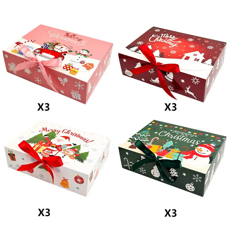 4/12pcs Large Christmas Gift Boxes with Lids - Elegant Party Favor Boxes, for Holiday Decorations, Wedding, Birthday, New Year'S