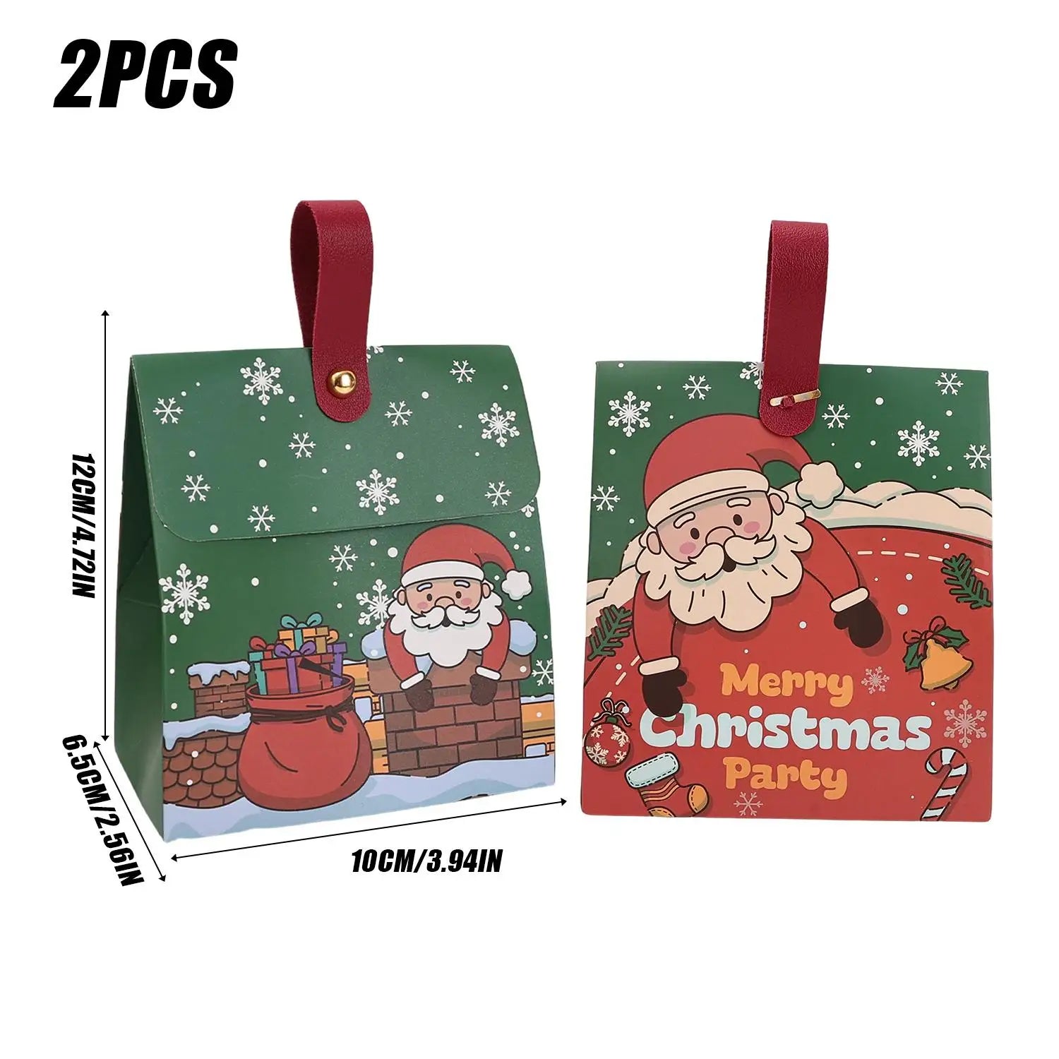 2/20PCS Christmas Candy Hand‑held Boxes Foldable Paper Gift Boxes Chocolate Biscuit Packaging Boxes Xmas Party Home Decoration