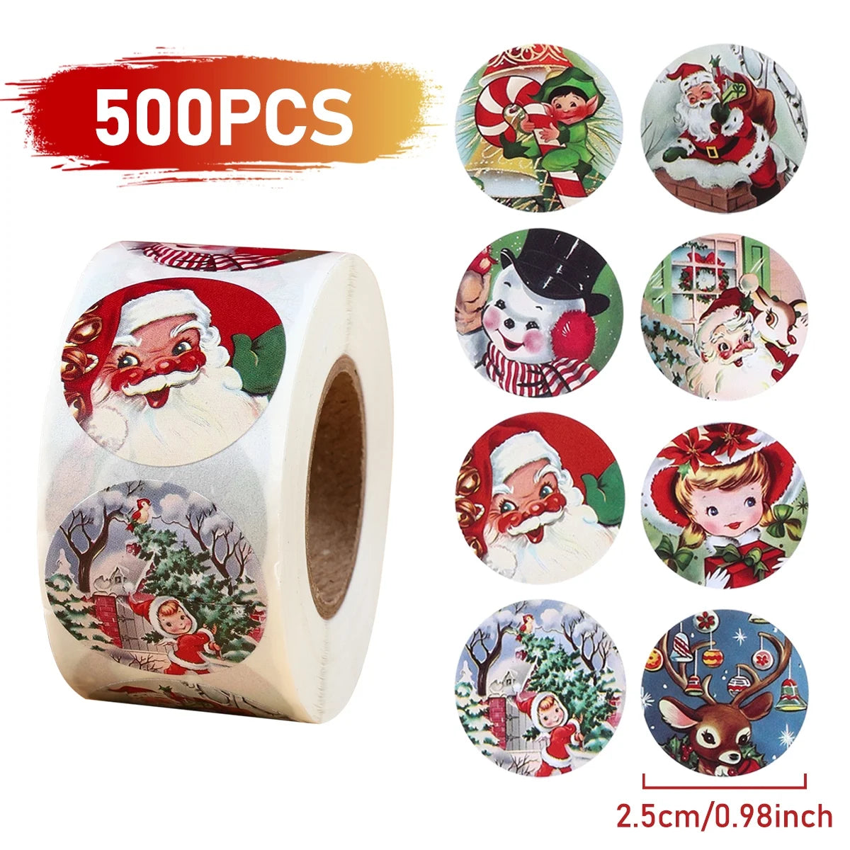 Christmas Gift Box Stickers Merry Christmas Decor For Home 2024 Navidad Kerst Xmas Decor Noel Kerst Happy New Year Gift 2025
