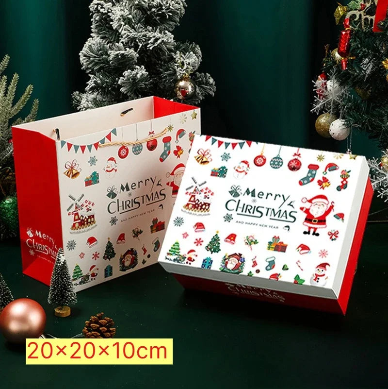 Merry Christmas Gift Box Handbag Set Present Package Handheld Box Lafite Grass Greeting Card Holiday Present Packing Set