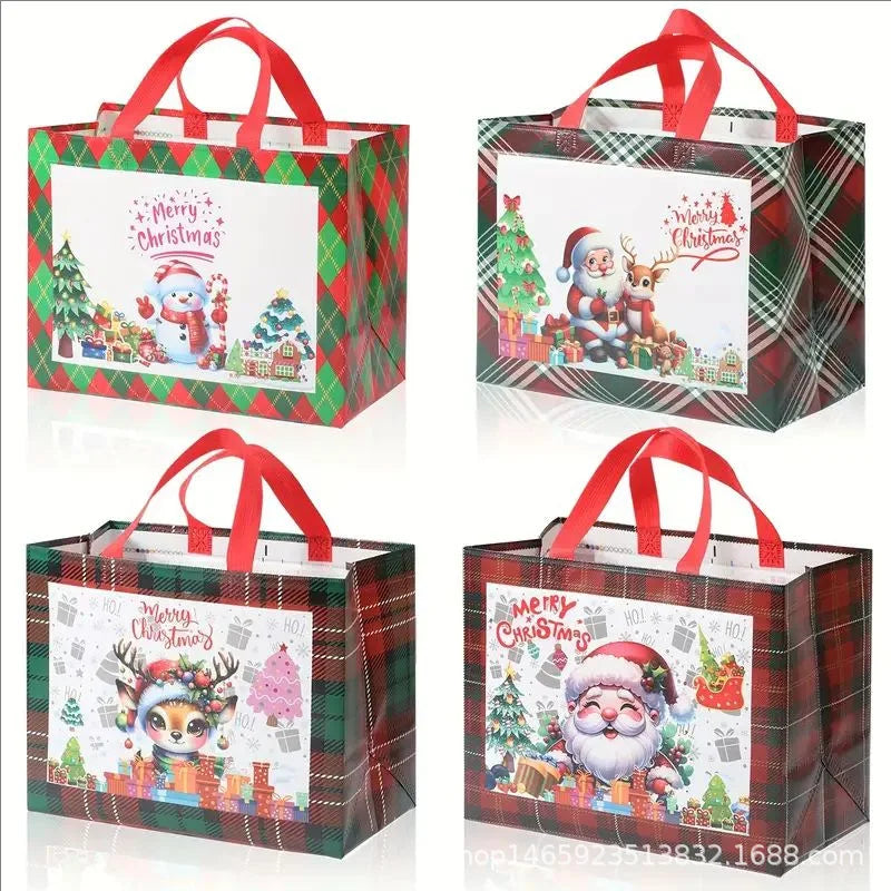 4/8pcs Christmas Gift Bag Santa Non-Woven Bag Christmas Decorations For Home Eco-friendly And Reusable New Year Packaging Bags