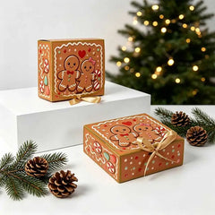1/5PCS Gingerbread Man Christmas Gift Box Holiday Candy Cookie Storage Box Xmas Party Present Packaging Decor