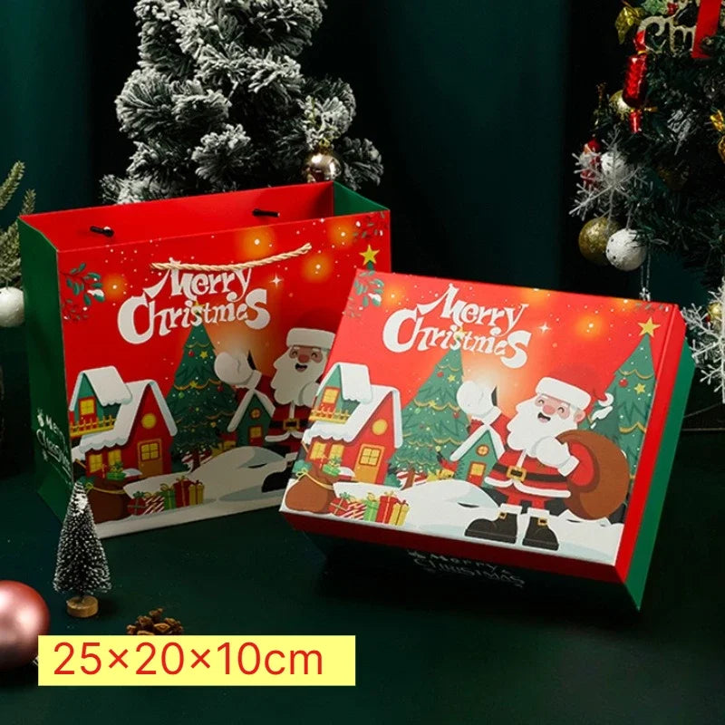 Merry Christmas Gift Box Handbag Set Present Package Handheld Box Lafite Grass Greeting Card Holiday Present Packing Set