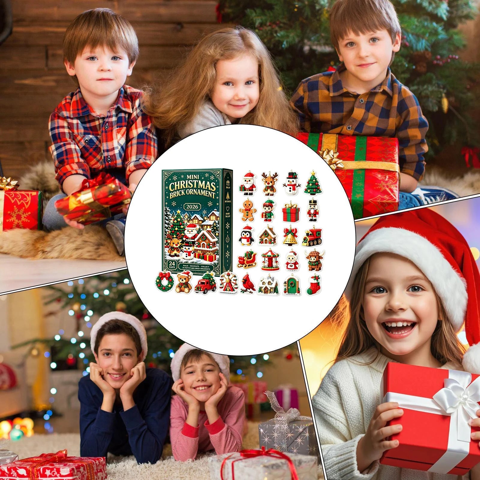 Christmas Advent Calendar 24 Days Mini Brick Ornaments Unique Simulation Building Blocks Countdown Gift Box Xmas Home Decor