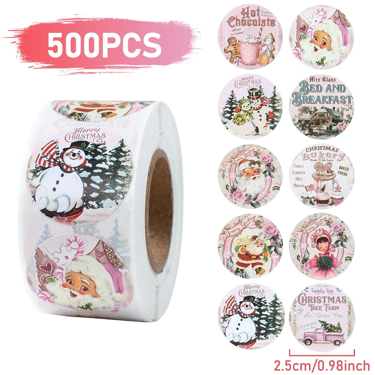 Christmas Gift Box Stickers Merry Christmas Decor For Home 2024 Navidad Kerst Xmas Decor Noel Kerst Happy New Year Gift 2025