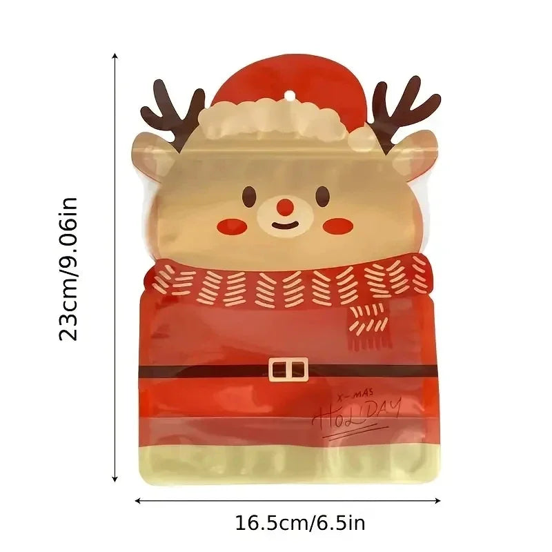 20/10PCS Christmas Gift Bags Halloween Candy Packaging For Biscuits Cookies Chocolate Xmas Festival Party Reusable Ziplock Bags