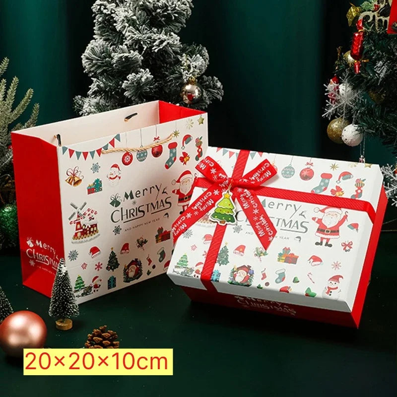 Merry Christmas Gift Box Handbag Set Present Package Handheld Box Lafite Grass Greeting Card Holiday Present Packing Set