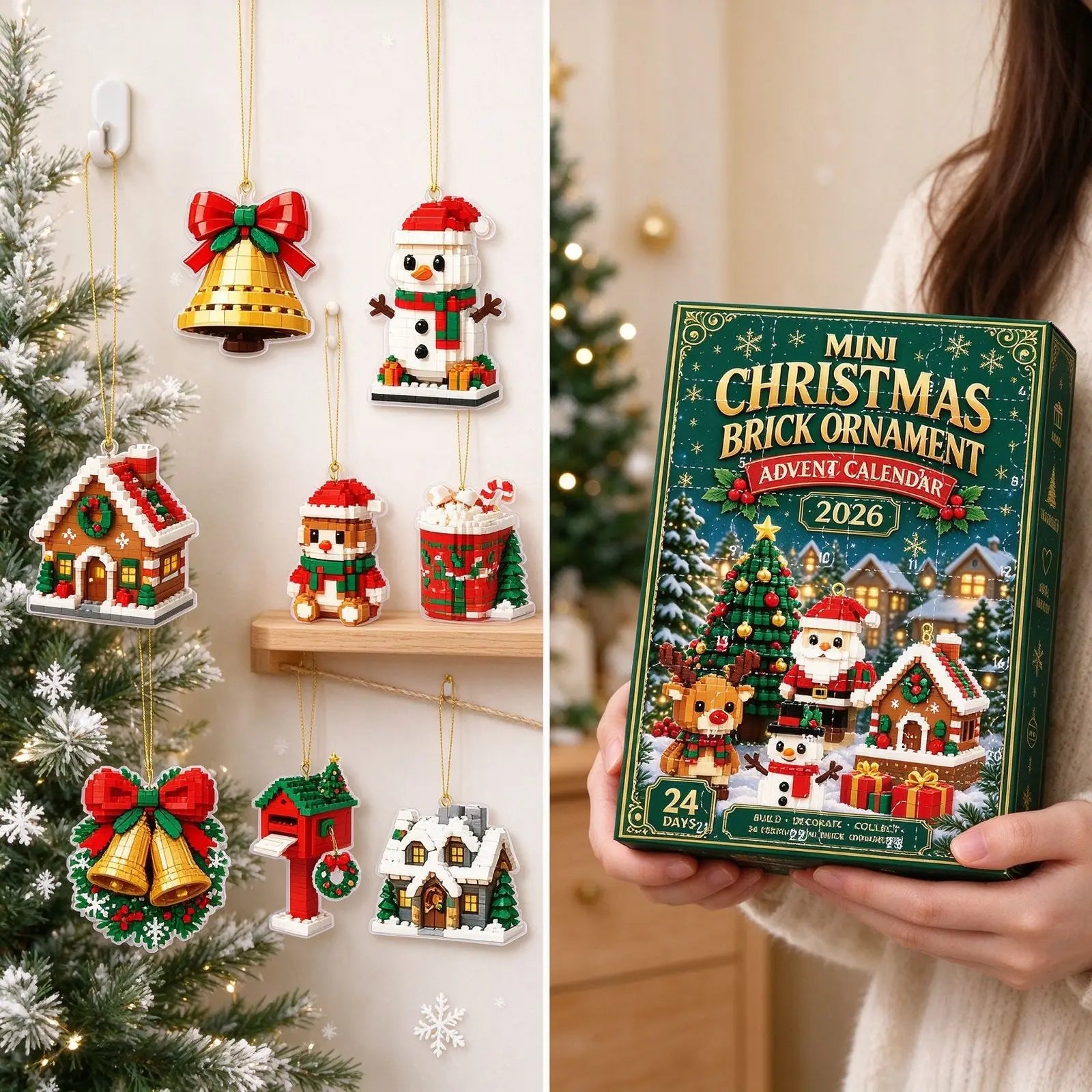 Christmas Building Block Pattern Advent Calendar,2027 Countdown Calendar Surprises Fidget for Adult Christmas Party Favors Gifts