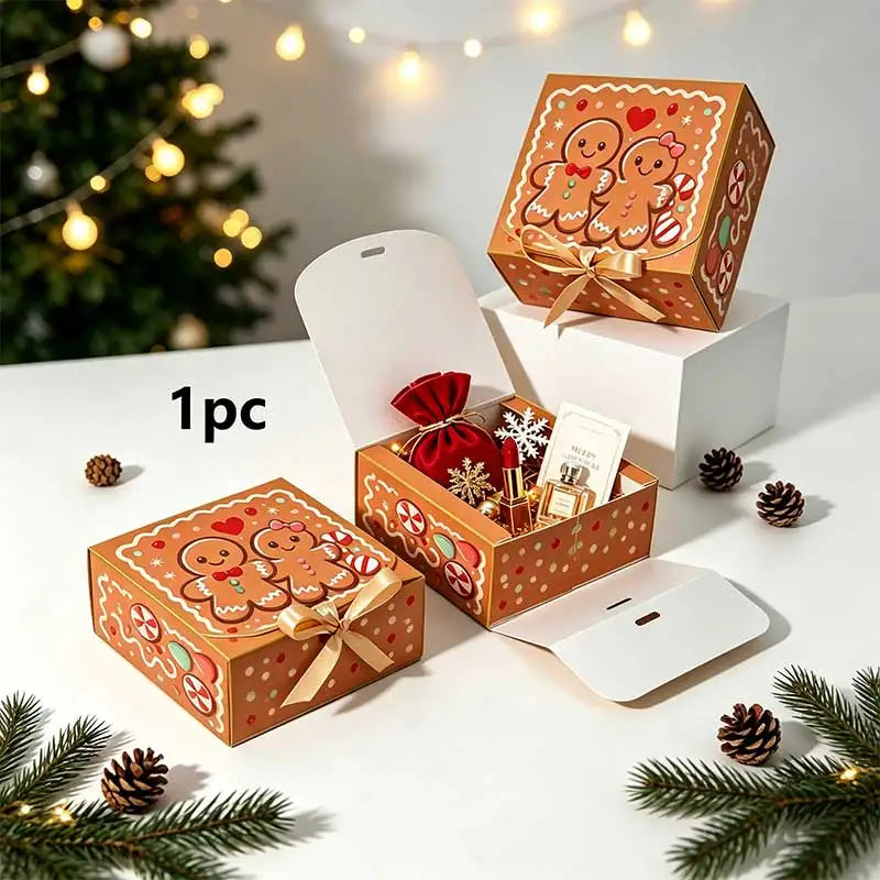 1/5PCS Gingerbread Man Christmas Gift Box Holiday Candy Cookie Storage Box Xmas Party Present Packaging Decor
