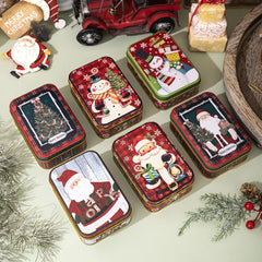Cute Tinplate Christmas Tin Box Gift New Year Party Supplies Gift Box Festival Ornaments Candy Jar Christmas