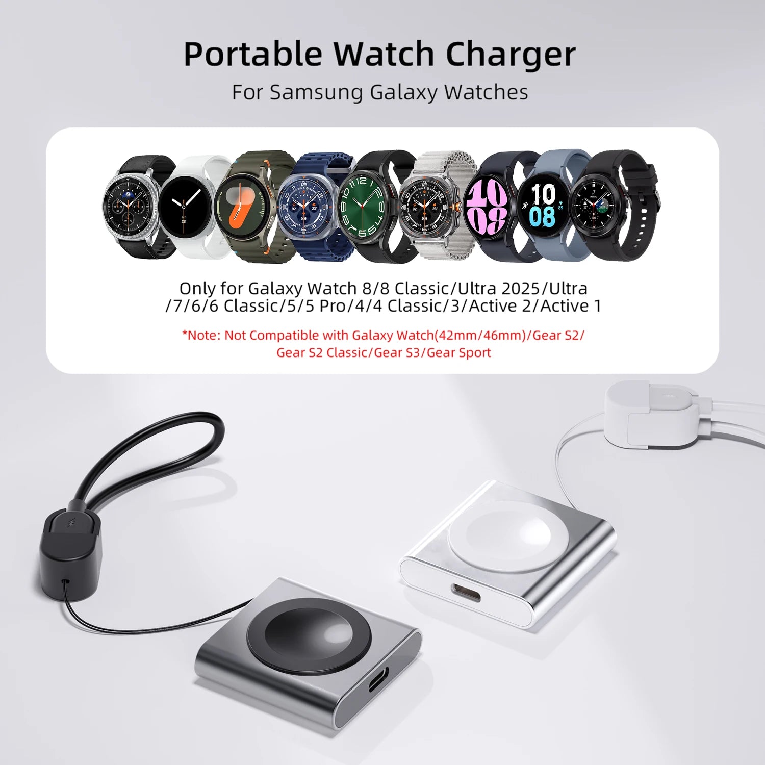 Bonola Magnetic Watch Wireless Charger Portable USB C Cable Fast Charging Dock Station For Samsung Galaxy Watch Ultra/7/6/5/4
