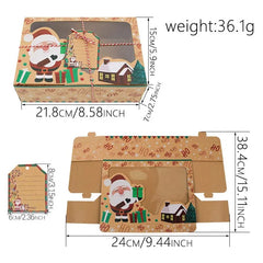 9Pcs Christmas Cookie Boxes Bakery Gift Boxes European Kraft Paper Box New Year Favors Large Candy Box Party Decoration