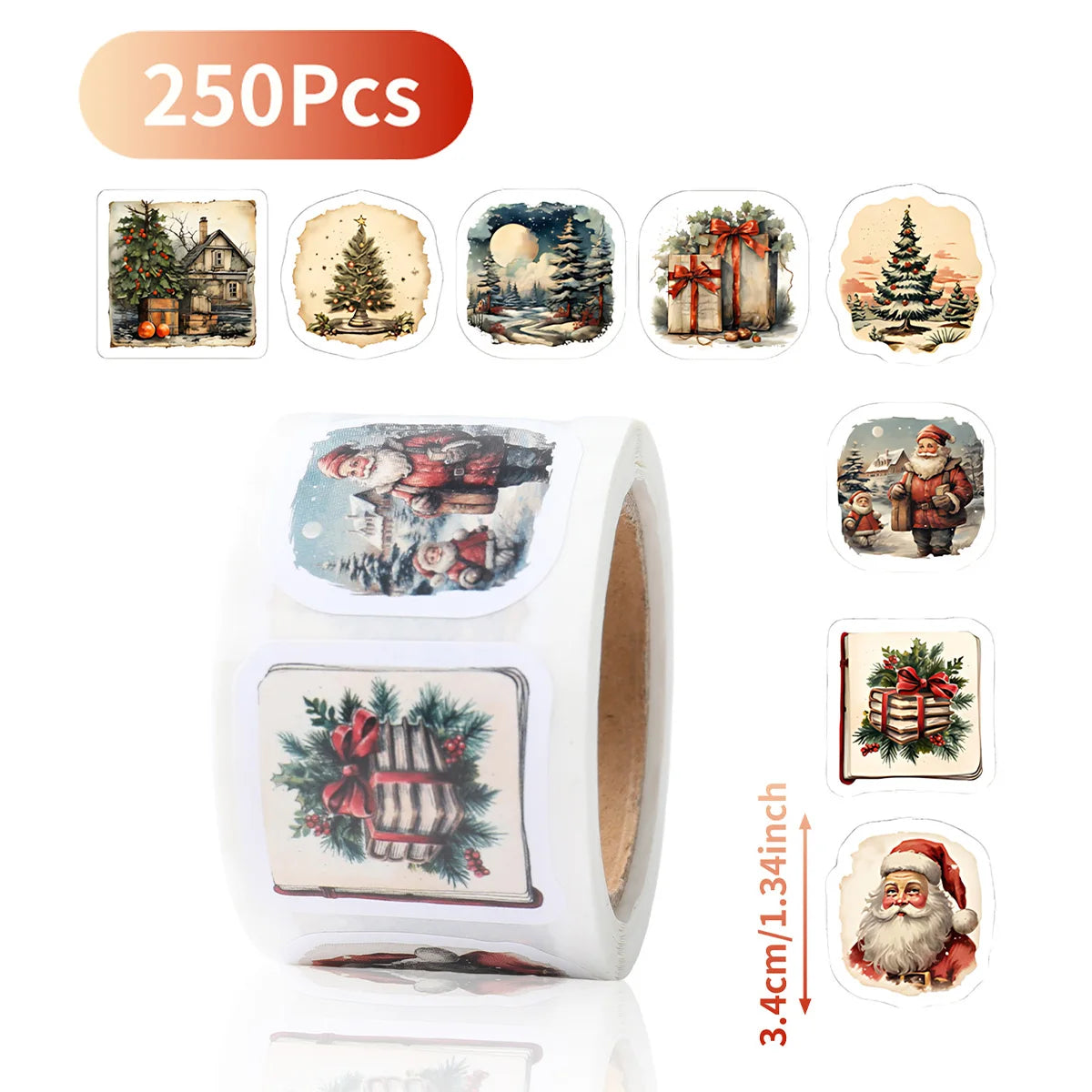 Christmas Gift Box Stickers Merry Christmas Decor For Home 2024 Navidad Kerst Xmas Decor Noel Kerst Happy New Year Gift 2025