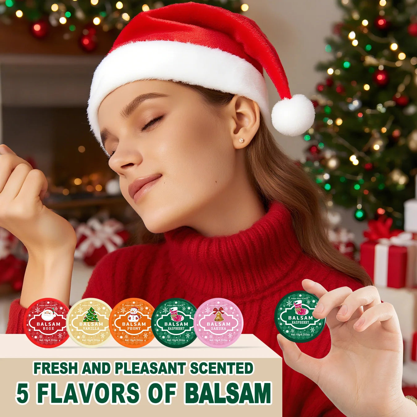 Christmas Assembly Gift Set - 20 Sets, Including Balm, Hand Cream, Lipstick, Red Gauze Bag, Christmas Tree Thank You Card