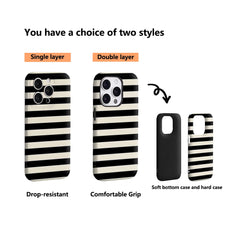 Black & White Vertical Stripe IPhone17 Must-Haves Phone Case for IPhone 17 16 15 14 13 12 Pro Max Plus Double-layer Back Cover