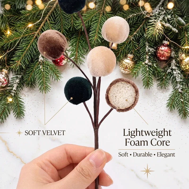 Christmas Tree Foam Ball Ornaments Velvet Foam Ball Xmas Tree Branches Bouquet Hanging Decoration Home New Year Party Decoration