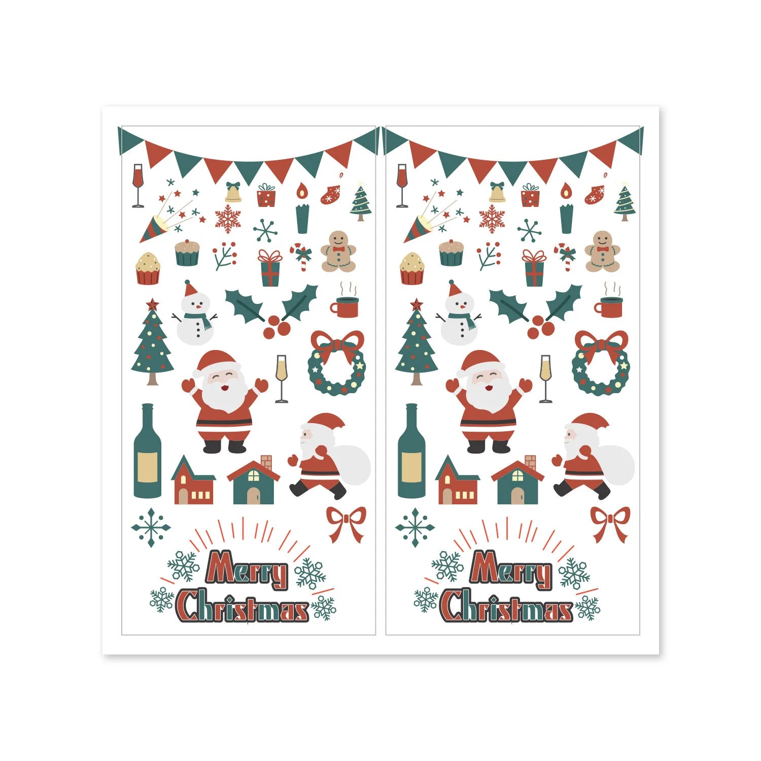 10-50Pcs New Merry Christmas Stickers 5x10cm Rectangle Red Christmas Gift Box Decor Seal Sticker Cute Santa Stickers Stationery