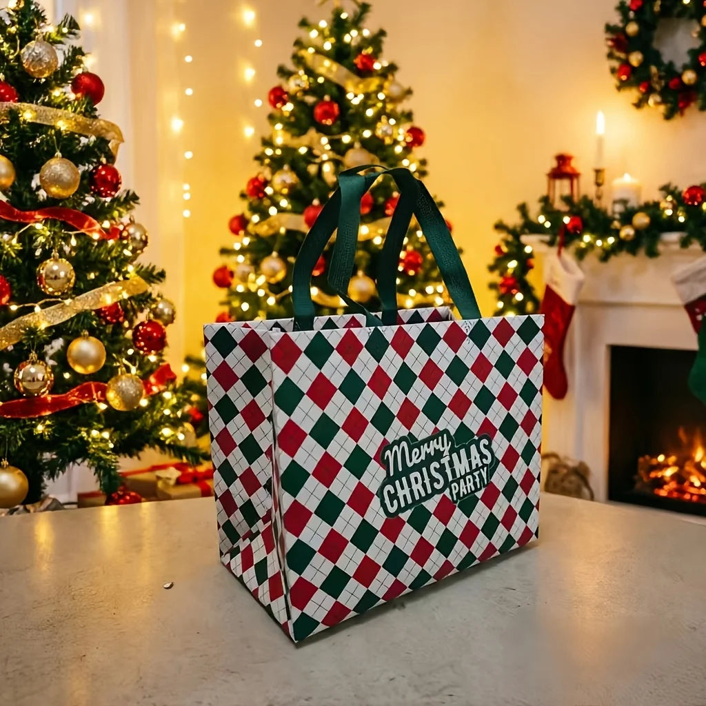4pcs Large Christmas Gift Bags with Handles, Reusable Non-Woven Fabric Holiday Shopping Tote Bags, Suitable for Christmas Party