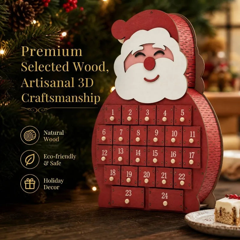 Cross-border wooden Christmas countdown calendar hut 24 drawer advent calendar house blind box storage ornament