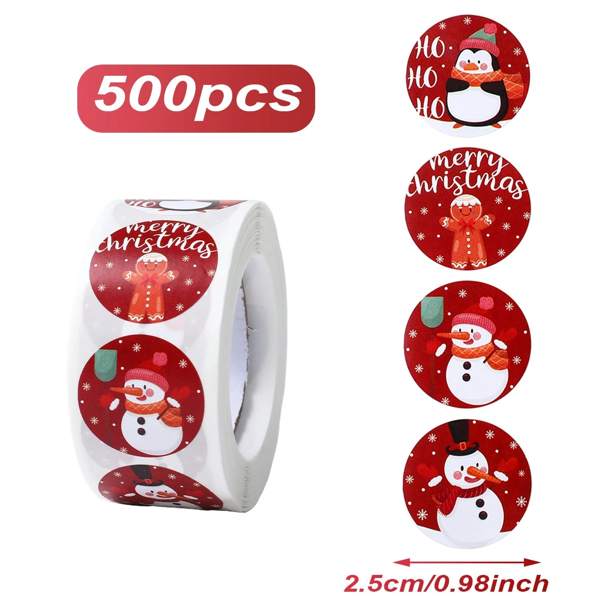 Christmas Gift Box Stickers Merry Christmas Decor For Home 2024 Navidad Kerst Xmas Decor Noel Kerst Happy New Year Gift 2025