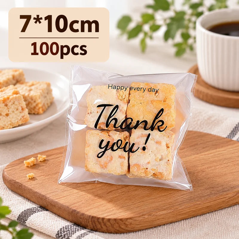 100Pcs 7*10Cm Christmas Hot Seal Bags For Handmade Candy Nougat Biscuit Packaging Christmas New Year Party Decoration