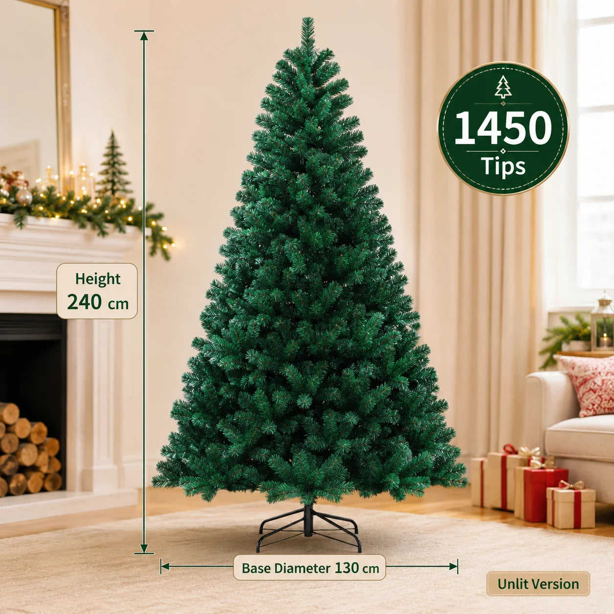 Large Artificial Christmas Tree PVC Encrypted with LED Lights Christmas Tree 120m To 300cm Family Christmas New Yea Party Decor