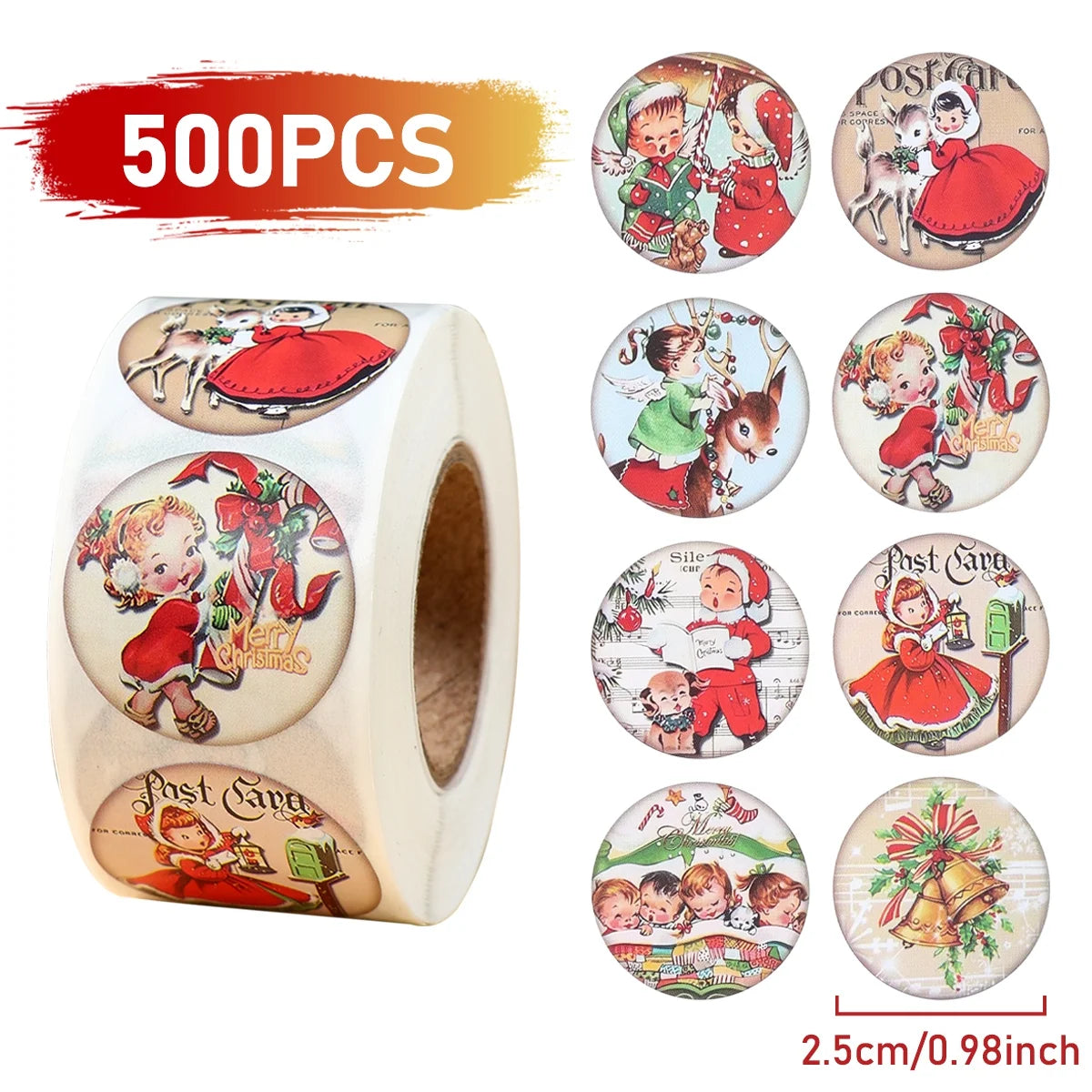 Christmas Gift Box Stickers Merry Christmas Decor For Home 2024 Navidad Kerst Xmas Decor Noel Kerst Happy New Year Gift 2025