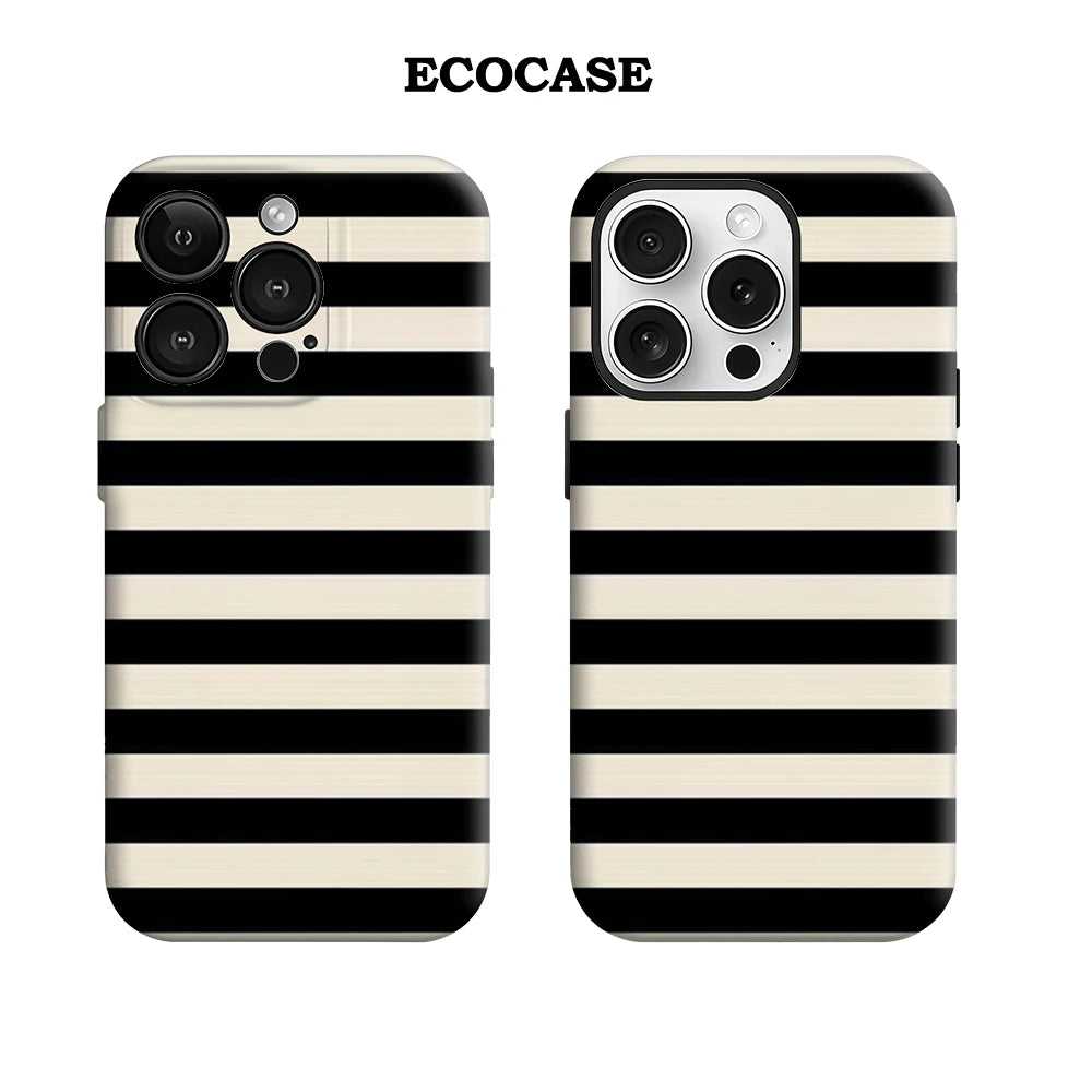 Black & White Vertical Stripe IPhone17 Must-Haves Phone Case for IPhone 17 16 15 14 13 12 Pro Max Plus Double-layer Back Cover