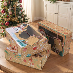 27pcs Christmas Gift Packaging Storage Set, Transparent Window Kraft Paper Gift Boxes,Packaging Bags,Party Gifts,Holiday Storage