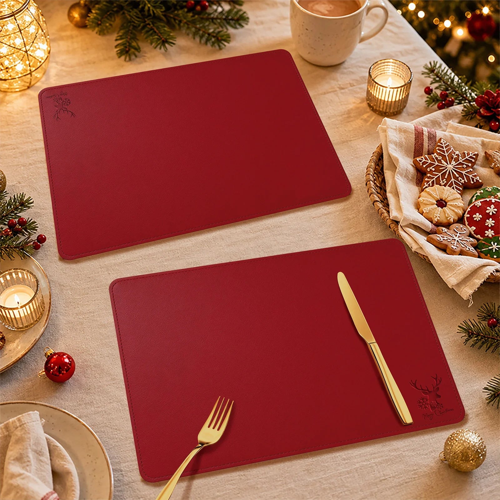 Christmas Decorations Christmas Placemats, Heat Insulation Table Mats, Bowl Pads, Atmosphere Western Table Mats