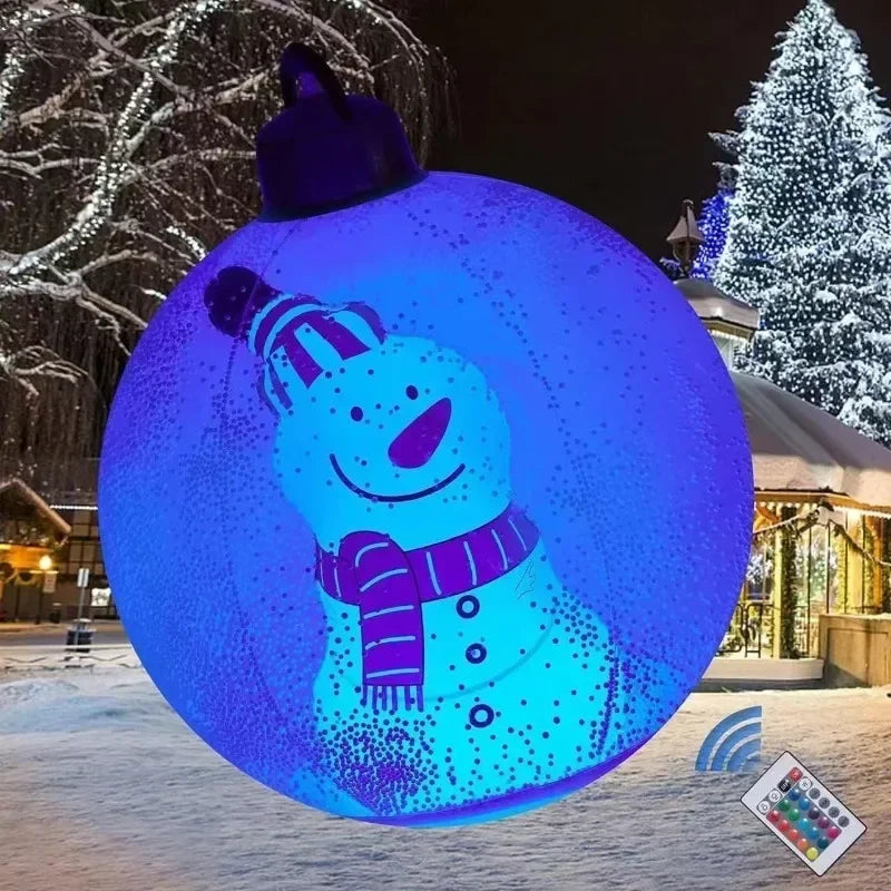 Christmas Inflatable Decorated Ball 60cm Outdoor PVC Giant Big Large Balls Xmas Tree Decorations Toy Ball No/With Light Ornament