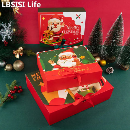 LBSISI Life 12pc Christmas Gift Box Cookie Chocolate Cosmetic Cloth Packaging Xmas New Year Party Kids Favors Navidad Ribbon Box