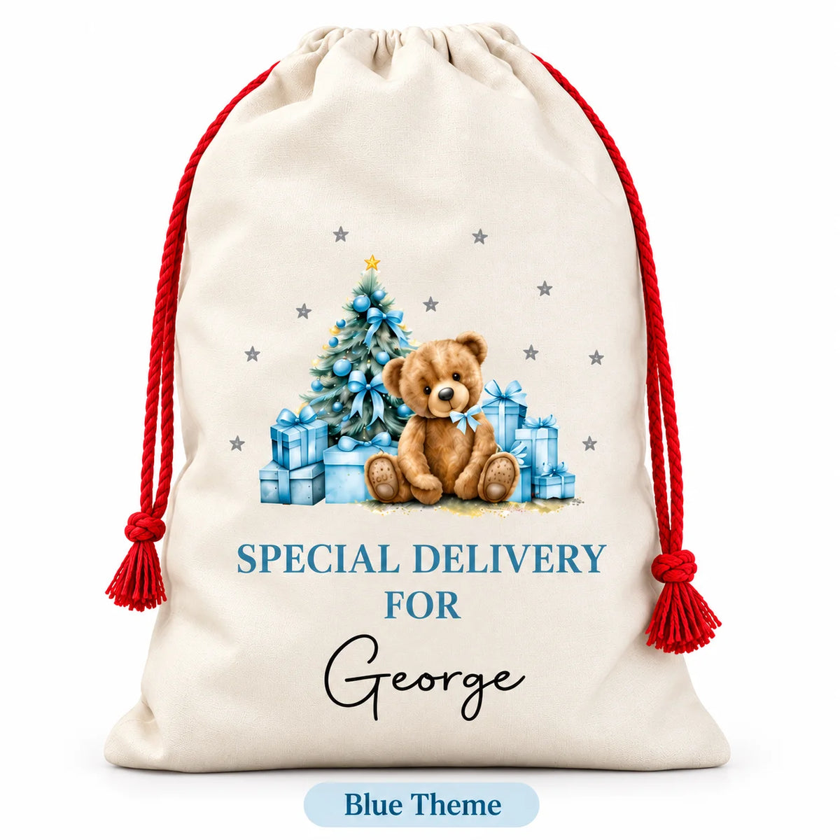 Personalised Santa Sack with Custom Name, Large Christmas Gift Bag for Kids, Xmas Present Storage Sack for Christmas Eve
