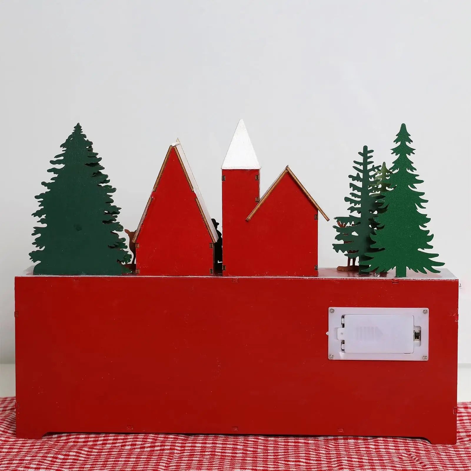 Christmas Countdown House Box Advent 24 Days Wooden Christmas Decor Drawer with LED Light Countdown Calendar for Indoor Holiday