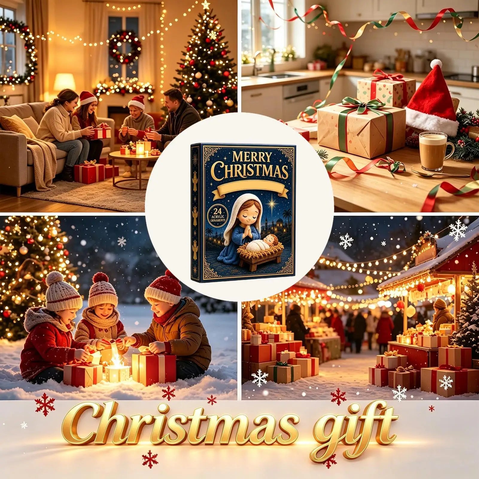 Christmas Countdown Calendar 24 Days 2026 Advent Nativity Scene Holiday Countdown for Kids Adults Home Winter Party Favors