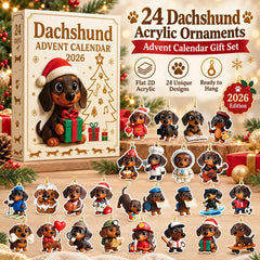 Christmas Dachshund Advent Calendar 24 Days Countdown Dog Ornaments Xmas Tree Decor Collectible Dog Lover Holiday Gift Set