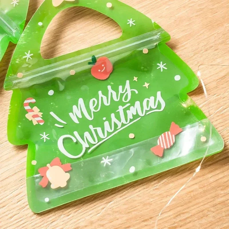 20/10PCS Christmas Gift Bags Halloween Candy Packaging For Biscuits Cookies Chocolate Xmas Festival Party Reusable Ziplock Bags