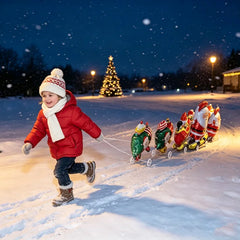 Christmas Walking Aluminum Foil Balloon Santa Claus Pull Along Wheel Balloon Kids Gift Birthday Xmas Party Home Decor Balloons