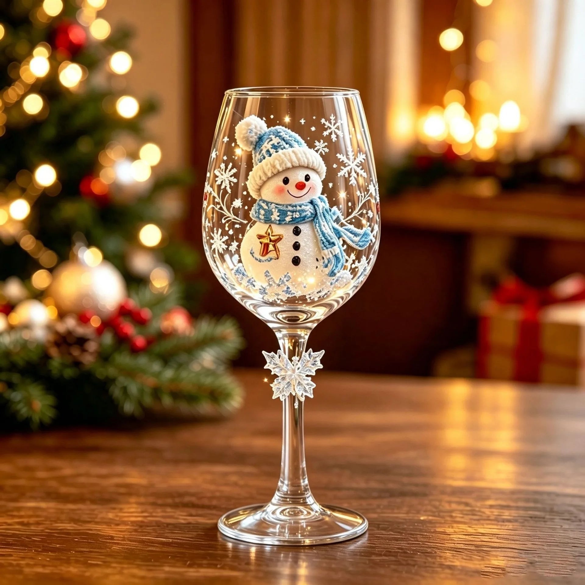 Novelty Christmas Wine Glasses Single & 6Pcs Gift Box Set,Christmas Stocking Tree Wreath Goblet for Christmas Party Decoration