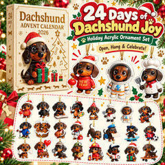 Christmas Dachshund Advent Calendar 24 Days Countdown Dog Ornaments Xmas Tree Decor Collectible Dog Lover Holiday Gift Set