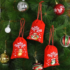 1/3/5Pcs Christmas Gift Bags 15x20cm Drawstring Pouch Santa Candy Bags Velvet Drawstring Bags for Christmas Eve Apple Gifts Bag